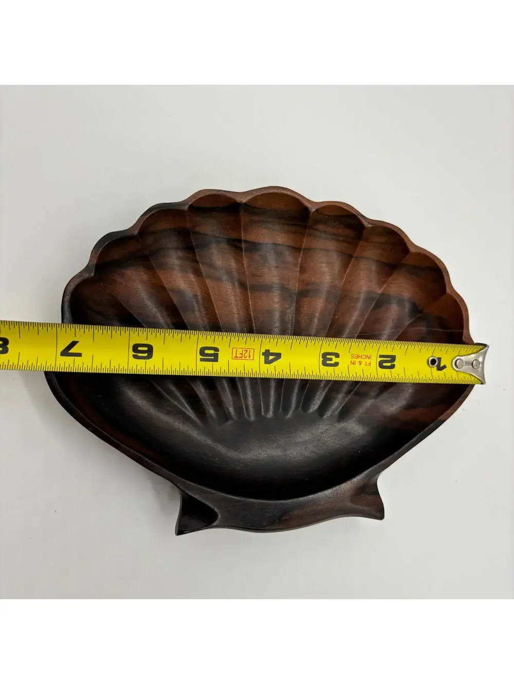 VTG Teak Shell Trinket Dish Tray MCM Cottage Core Coastal Marine Sea Ocean Beach